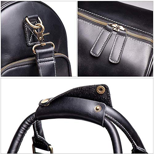 TUZECH Leather Vintage Travel Luggage Bag Men Duffel Retro Carry on Handbag Tan Brown – | Gym Sports Bag Airplane Luggage Carry-With Shoe Compartment (22 Inches)-Tuzech store