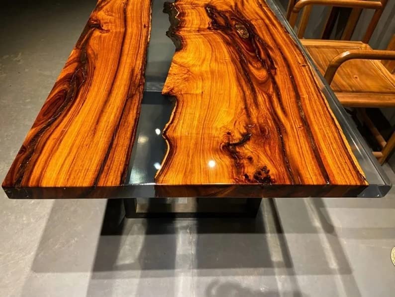 Personalized Large EPOXY Table, Resin Dining Table for 2, 4, 6, 8 River Dining Table Top, Wood Epoxy Coffee Table Top, Living Room Table-Tuzech store