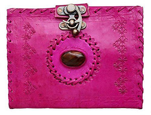 ININDIA Handmade Pure Leather Diary Leather Journal for Men and Women -Office Home Daily Use, Poem Writing with Lock Diary 7 Inches and Luck Stone-Tuzech store