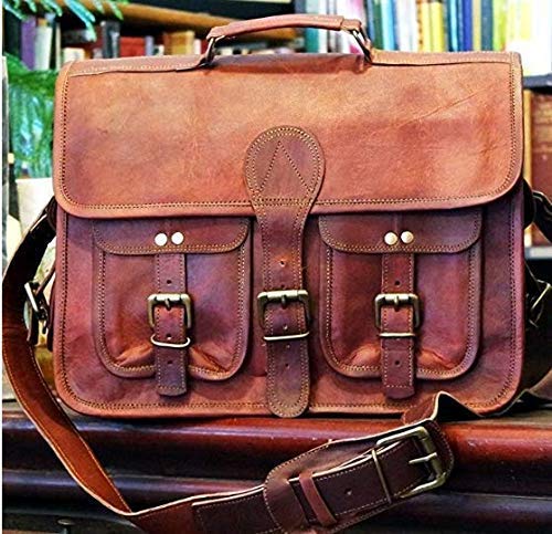 TUZECH Leather Messenger Bag Shoulder Men Laptop Business Briefcase Bag Brown Leather Vintage Satchel Bag Brown Handmade Genuine Leather ( 20 inches)-Tuzech store