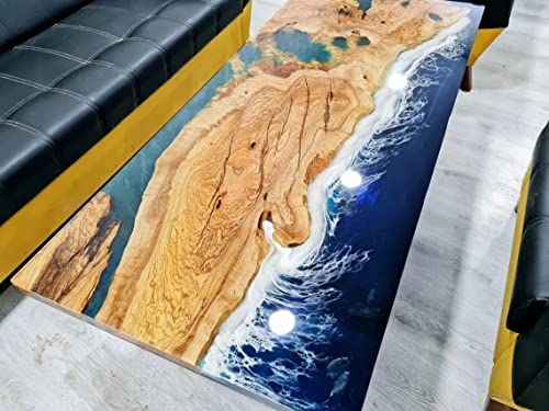 Personalized Large EPOXY Table, Resin Dining Table for 2, 4, 6, 8 River Dining Table, Wood Epoxy Coffee Table Top, Living Room Table-Tuzech store
