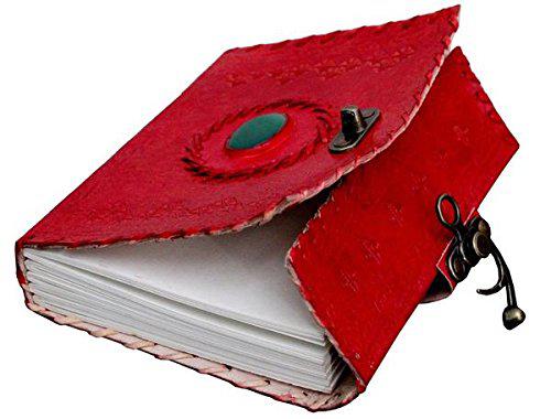 ININDIA Handmade Pure Leather Diary Leather Journal for Men and Women -Office Home Daily Use, Poem Writing with Lock Diary 7 Inches and Luck Stone-Tuzech store