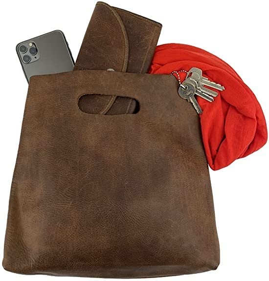 Tuzech Minimalist Handbag Handmade from Full Grain Leather and Sheepskin 11'inch