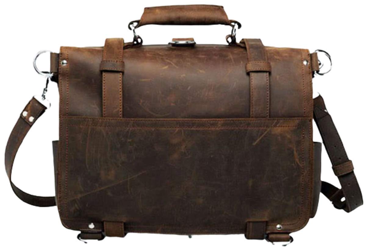 Men's Retro Full Grain Leather 16'' Briefcase Shoulder Messenger Bag Fit 16 Laptop (2019 Version)-Tuzech store