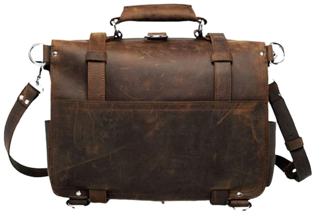 Men's Retro Full Grain Leather 16'' Briefcase Shoulder Messenger Bag Fit 16 Laptop (2019 Version)-Tuzech store