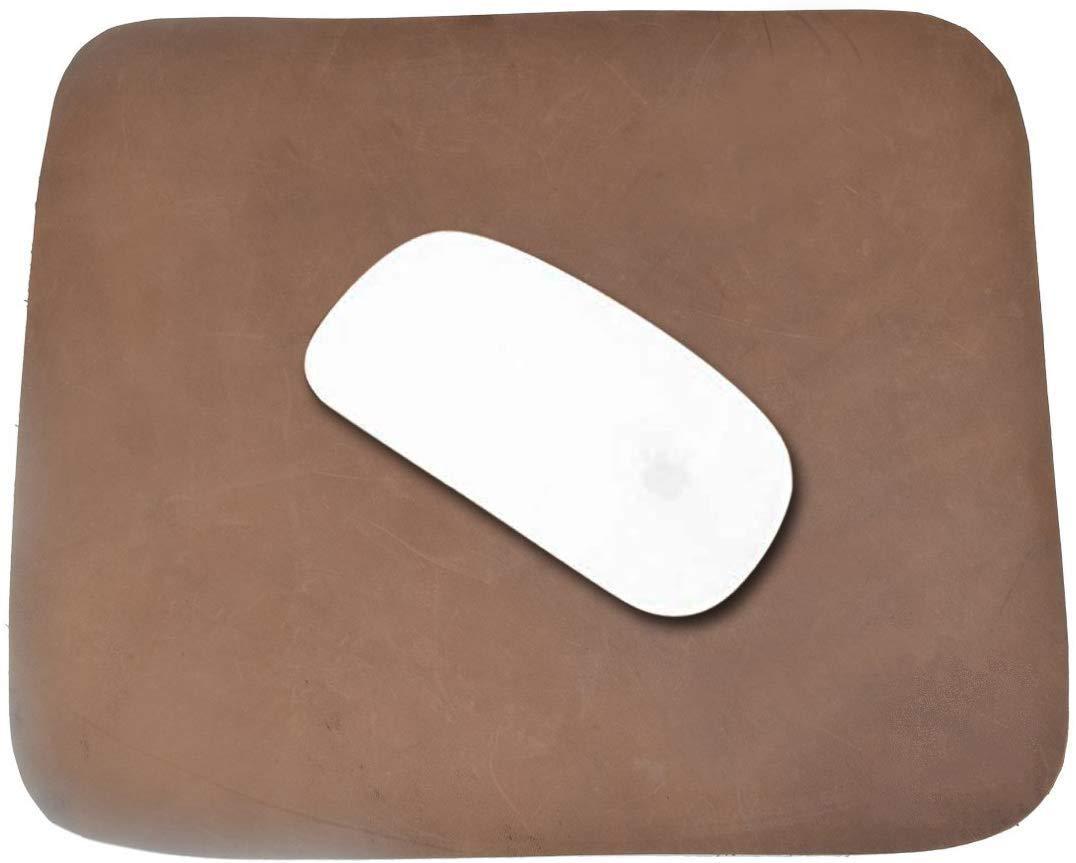 Thick Leather Durable Mouse Pad Office Essentials Handmade Leather Mouse Mice Pad Mat Smooth Surface (Brown)-Tuzech store