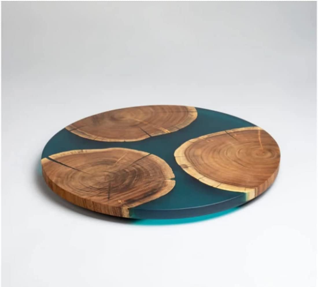 TUZECH Large EPOXY , Resin Lazy Susan with Blue epoxy, Table Centerpiece, Kitchen Art, Home Decor, Wedding Gift Center Dining Tables 18''Inches-Tuzech store