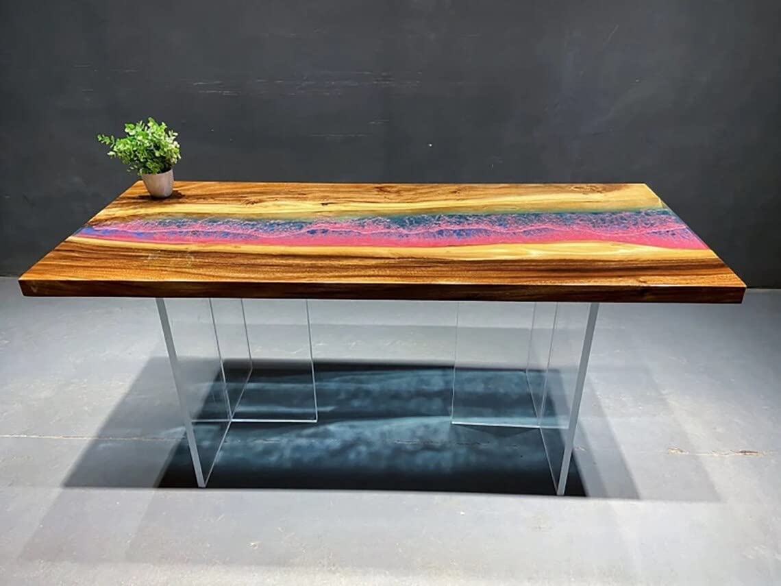 Epoxy Table Top Fully Customised Thick Resin River Table Indoor Outdoor Coffee Table Top Wooden Dining Table Top (28.5" Inches Tall, 24 x 12 Inches)-Tuzech store