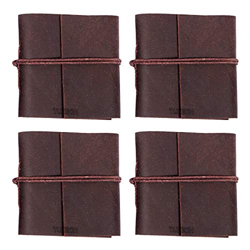 Tuzech Handmade Leather Set of 4 Mini Scrapbook Notebook Diary Blank Unlined Diary For Office||Artist|| Architect||Restaurants Vintage Journal for Men and Women-Tuzech store