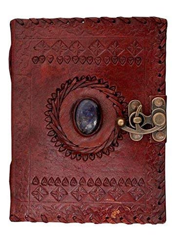 ININDIA Handmade Pure Leather Diary Leather Journal for Men and Women -Office Home Daily Use, Poem Writing with Lock Diary 7 Inches and Luck Stone-Tuzech store