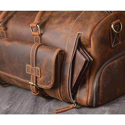 Vintage Crazy Horse Leather men's Travel Duffle luggage Bag Gym Sports Overnight Weekend (24 in)-Tuzech store