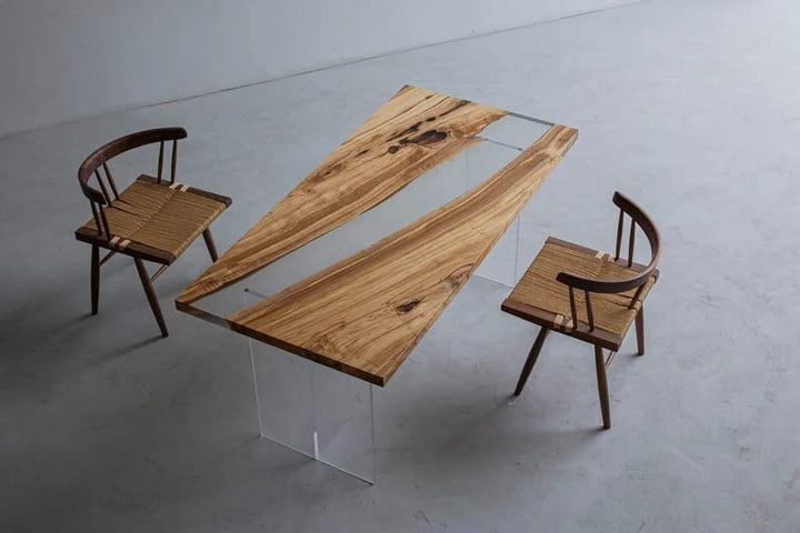 Customized Large Epoxy Table, Clear Resin Dining Table for 2, 4, 6, 8 Wooden Transparent Table, Epoxy Coffee Table, Living Room Table, Home décor