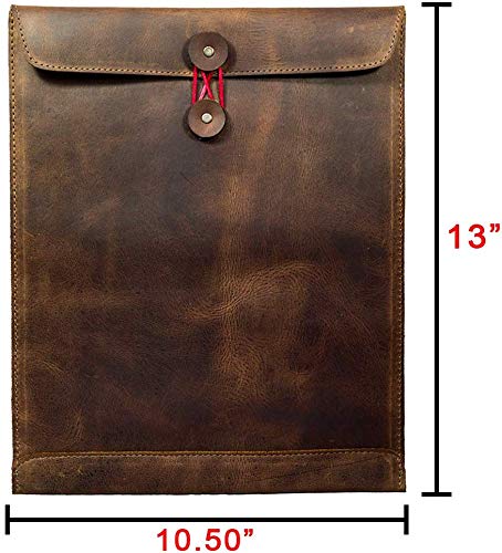 Leather Document Holder Mailing Envelope,Office & Work Resume Sales Portfolio Binder Folder-Interview/Legal Document Organizer Handmade Bourbon Brown (12.5 inches)-Tuzech store