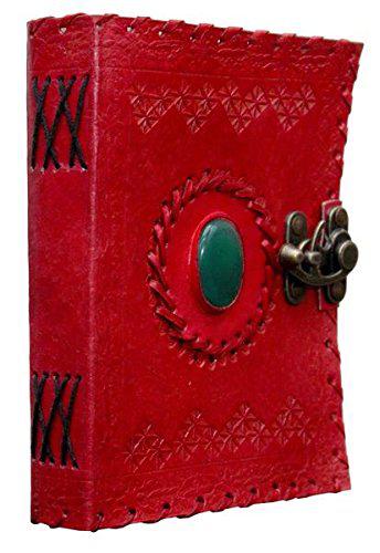 ININDIA Handmade Pure Leather Diary Leather Journal for Men and Women -Office Home Daily Use, Poem Writing with Lock Diary 7 Inches and Luck Stone-Tuzech store