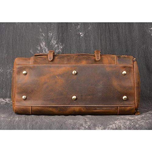 Vintage Crazy Horse Leather men's Travel Duffle luggage Bag Gym Sports Overnight Weekend (24 in)-Tuzech store