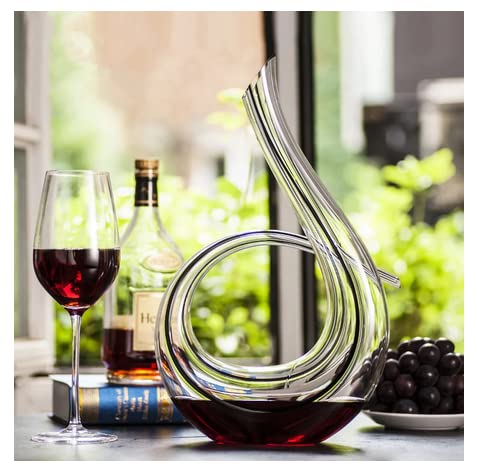 TUZECH Wine Decanter - 850ML Crystal Glass Red Wine Aerator, Purifier & Carafe for Home Bar - 100% Hand Blown Modern U Shape (High : 30CM)-Tuzech store