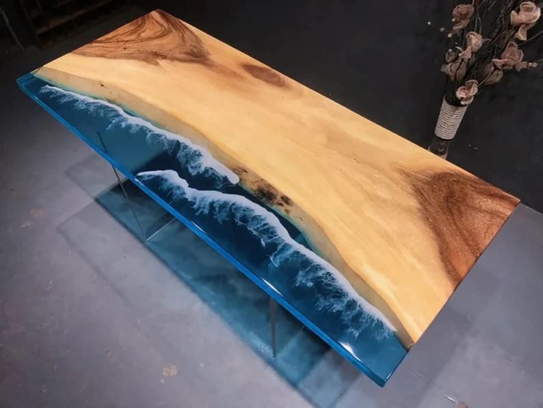 Personalized Large EPOXY Table, Resin Dining Table for 2, 4, 6, 8 River Dining Table Top, Wood Epoxy Coffee Table Top, Living Room Table-Tuzech store