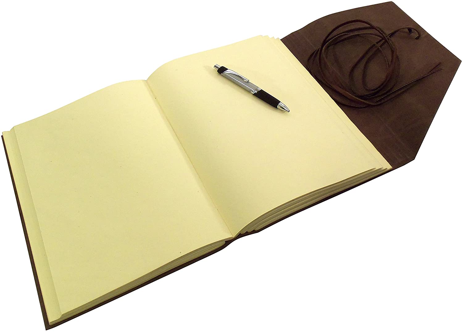 Large Genuine Leather Expedition Journal / Sketchbook - 380 Pages - 9" x 12" - Vintage Style - Rich Dark Brown-Tuzech store