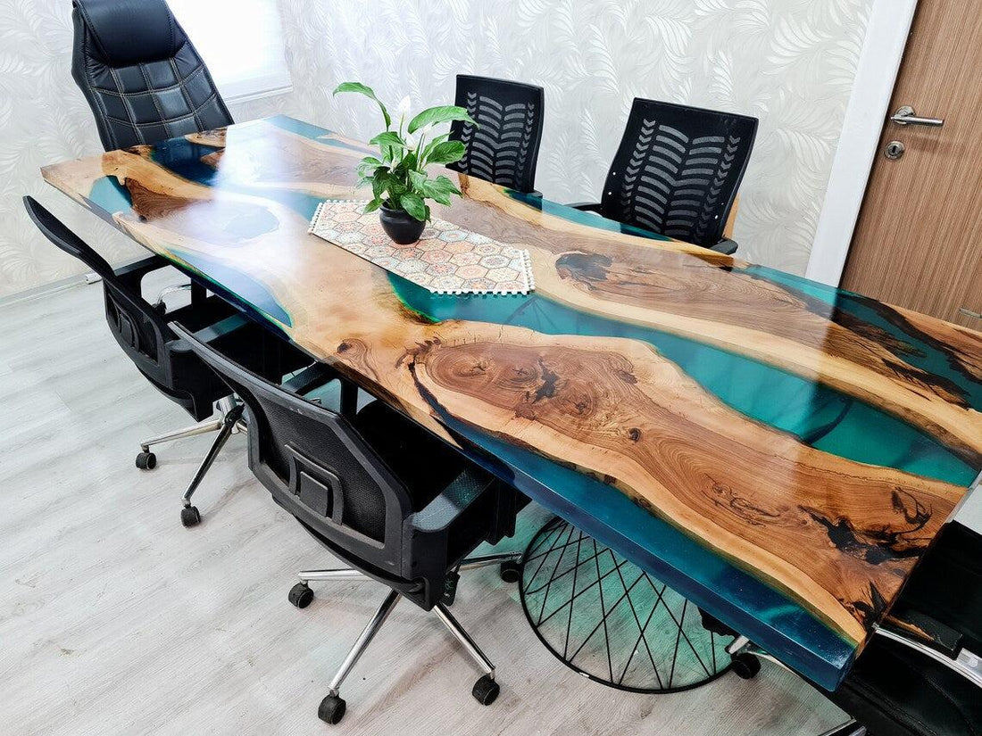 Personalized LARGE EPOXY TABLE, Resin Dining Table For 2 , 4 , 6, 8 River Dining Table Top, Wood Epoxy Coffee Table Top, Living Room Table-Tuzech store