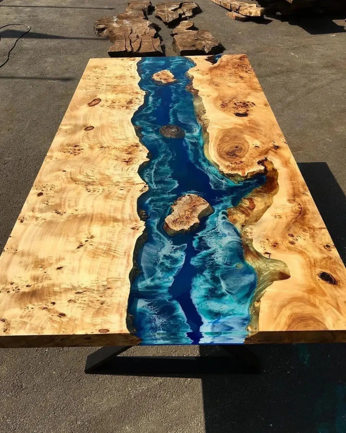 Personalized LARGE EPOXY TABLE, Resin Dining Table For 2 , 4 , 6, 8 River Dining Table Top, Wood Epoxy Coffee Table Top, Living Room Table-Tuzech store