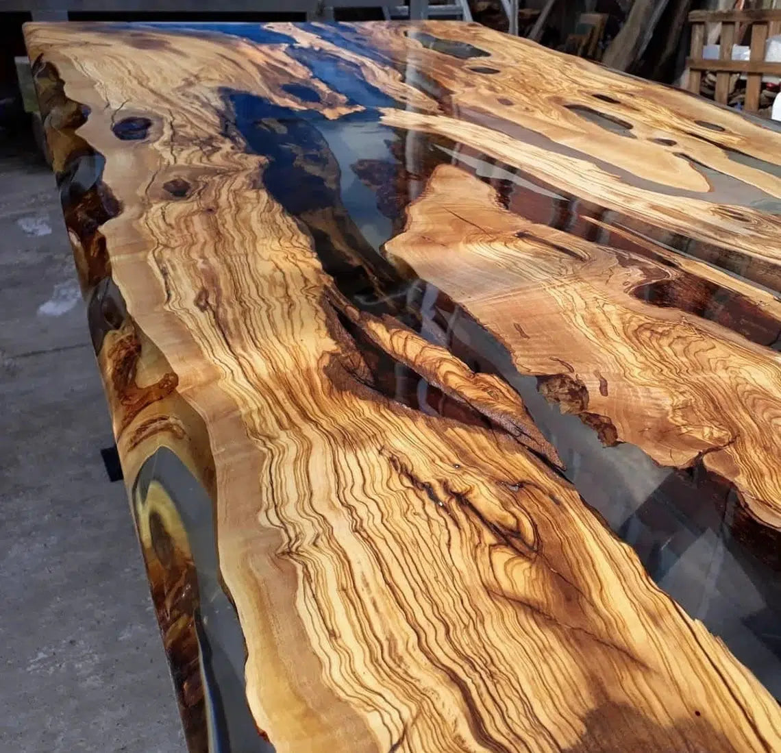 Personalized LARGE EPOXY TABLE, Resin Dining Table For 2 , 4 , 6, 8 River Dining Table Top, Wood Epoxy Coffee Table Top, Living Room Table-Tuzech store