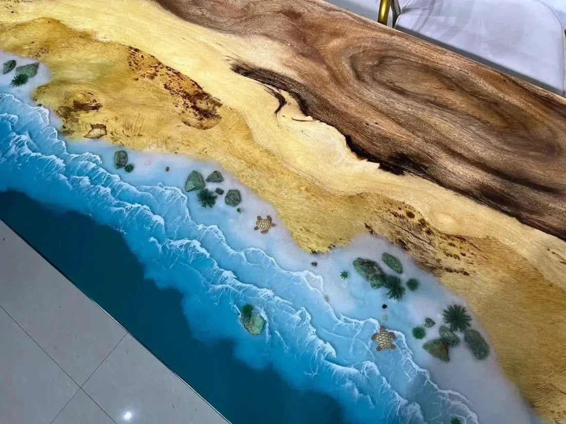 Personalized LARGE EPOXY TABLE, Resin Dining Table For 2 , 4 , 6, 8 River Dining Table Top, Wood Epoxy Coffee Table Top, Living Room Table-Tuzech store