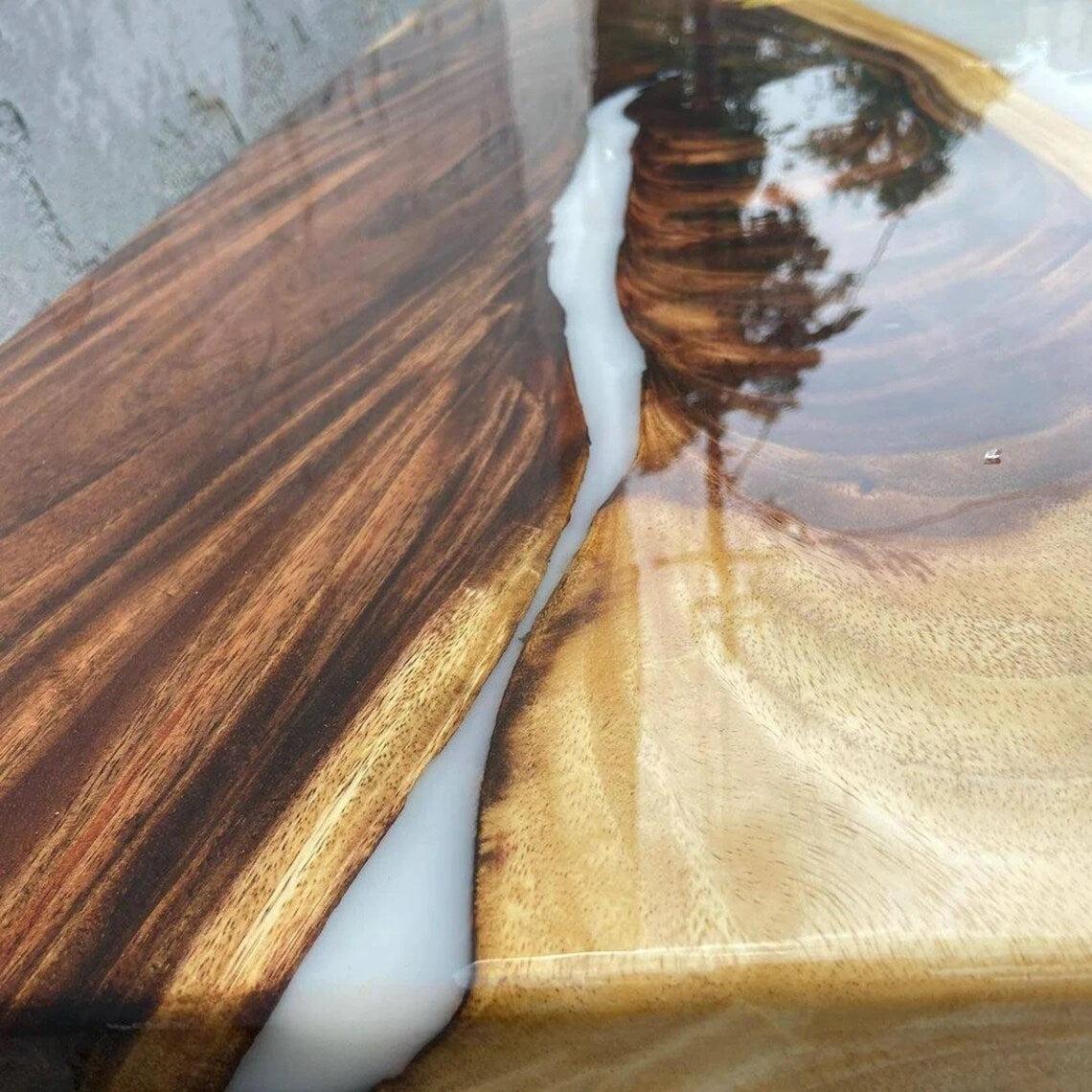 Personalized LARGE EPOXY TABLE, Resin Dining Table For 2 , 4 , 6, 8 River Dining Table Top, Wood Epoxy Coffee Table Top, Living Room Table-Tuzech store