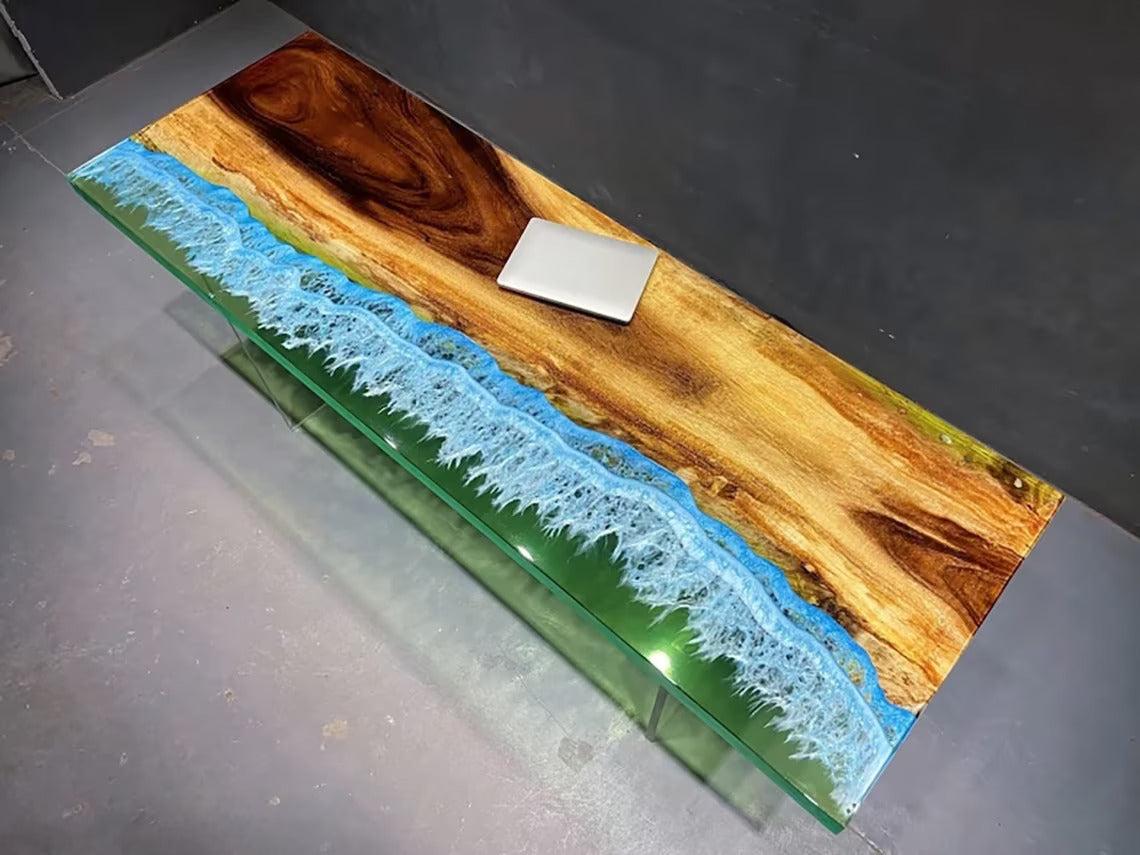 Personalized LARGE EPOXY TABLE, Resin Dining Table For 2 , 4 , 6, 8 River Dining Table Top, Wood Epoxy Coffee Table Top, Living Room Table-Tuzech store