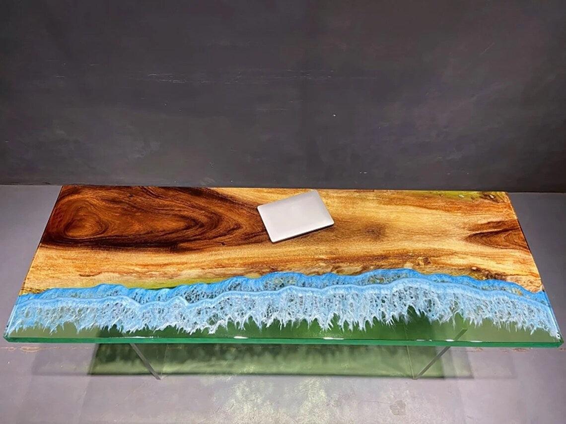 Personalized LARGE EPOXY TABLE, Resin Dining Table For 2 , 4 , 6, 8 River Dining Table Top, Wood Epoxy Coffee Table Top, Living Room Table-Tuzech store