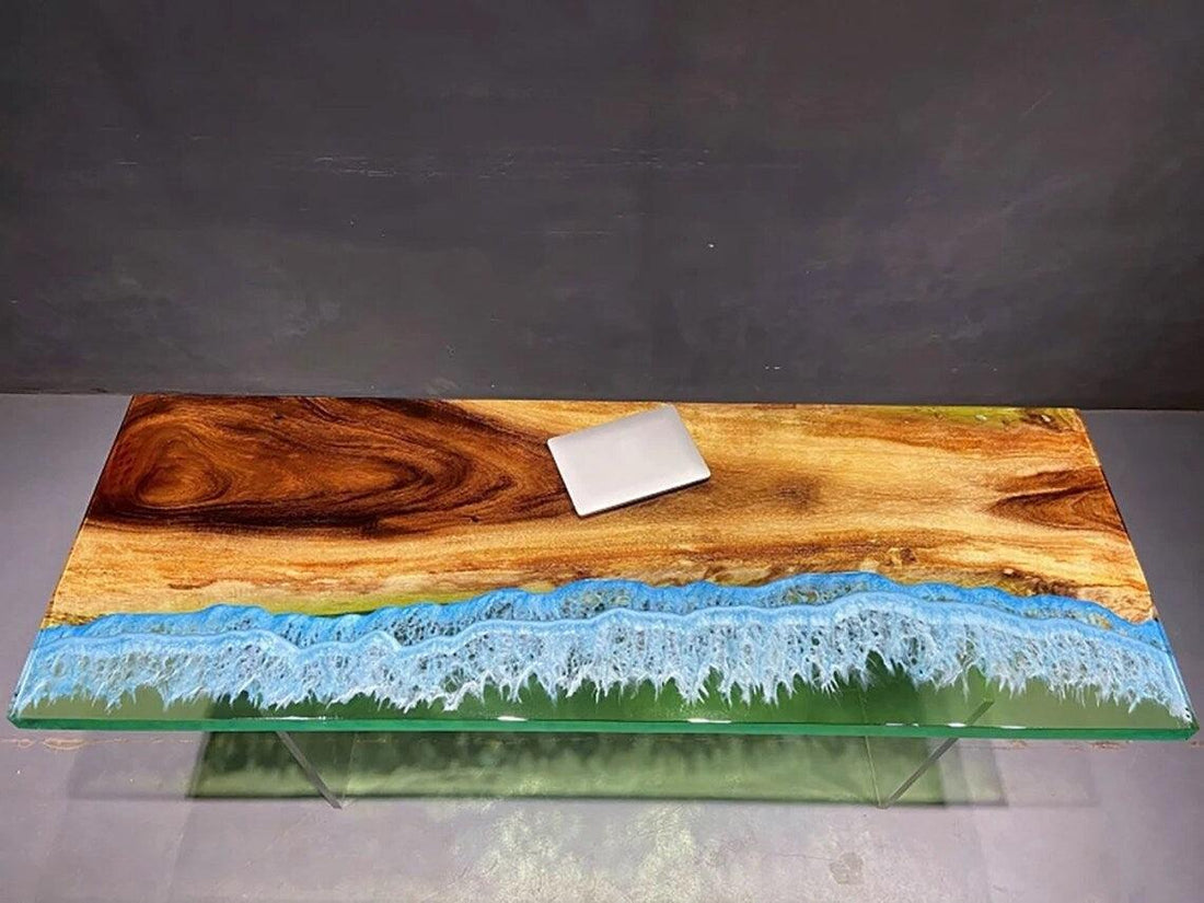 Personalized LARGE EPOXY TABLE, Resin Dining Table For 2 , 4 , 6, 8 River Dining Table Top, Wood Epoxy Coffee Table Top, Living Room Table-Tuzech store