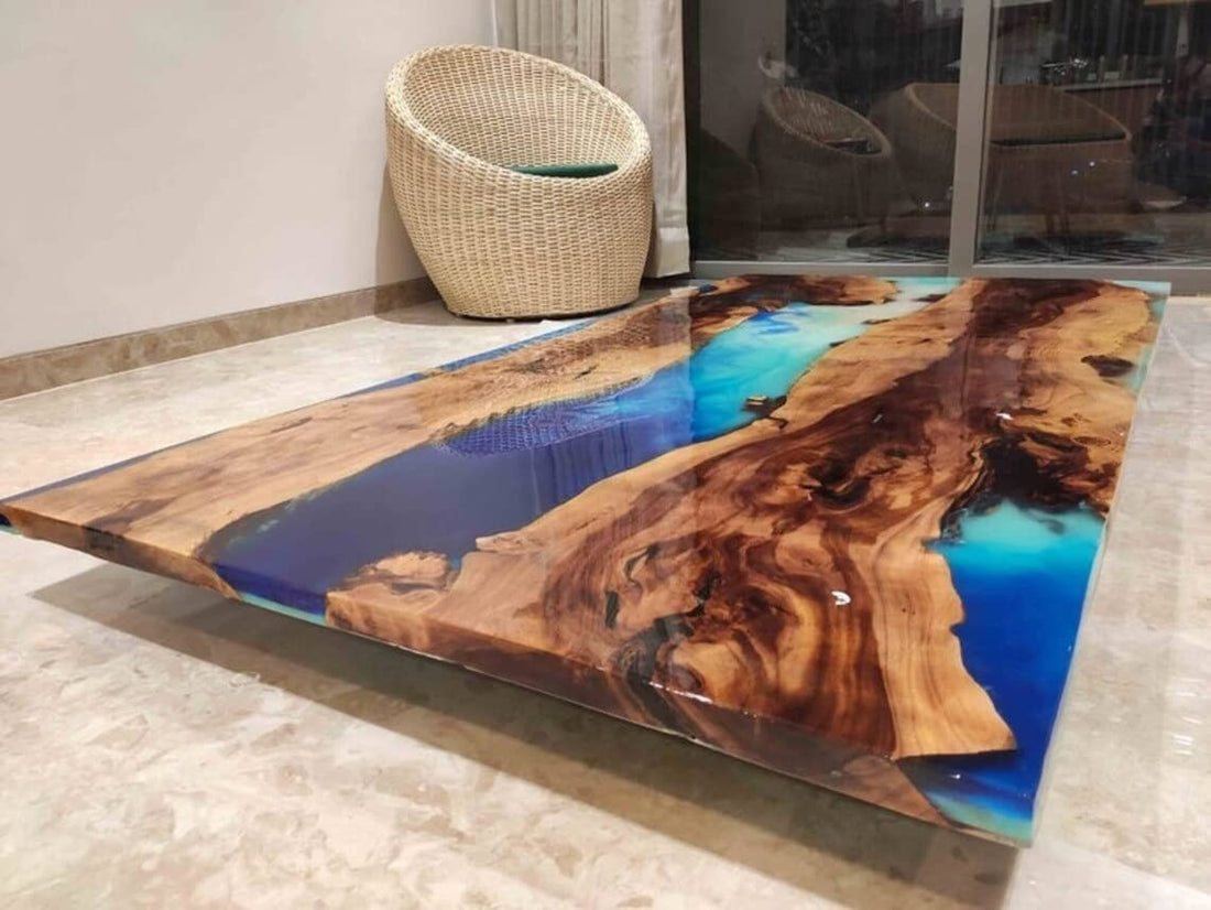 Personalized Large EPOXY Table, Resin Dining Table for 2, 4, 6, 8 River, Wood Epoxy Coffee Table Top, Living Room Table-Tuzech store