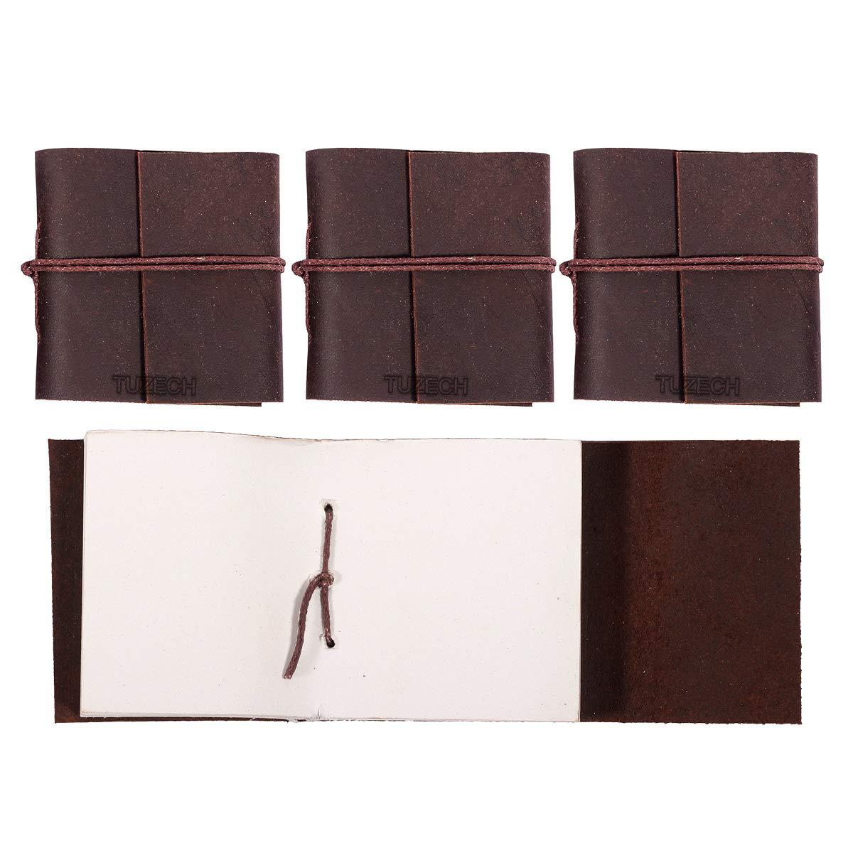 Tuzech Handmade Leather Set of 4 Mini Scrapbook Notebook Diary Blank Unlined Diary For Office||Artist|| Architect||Restaurants Vintage Journal for Men and Women-Tuzech store