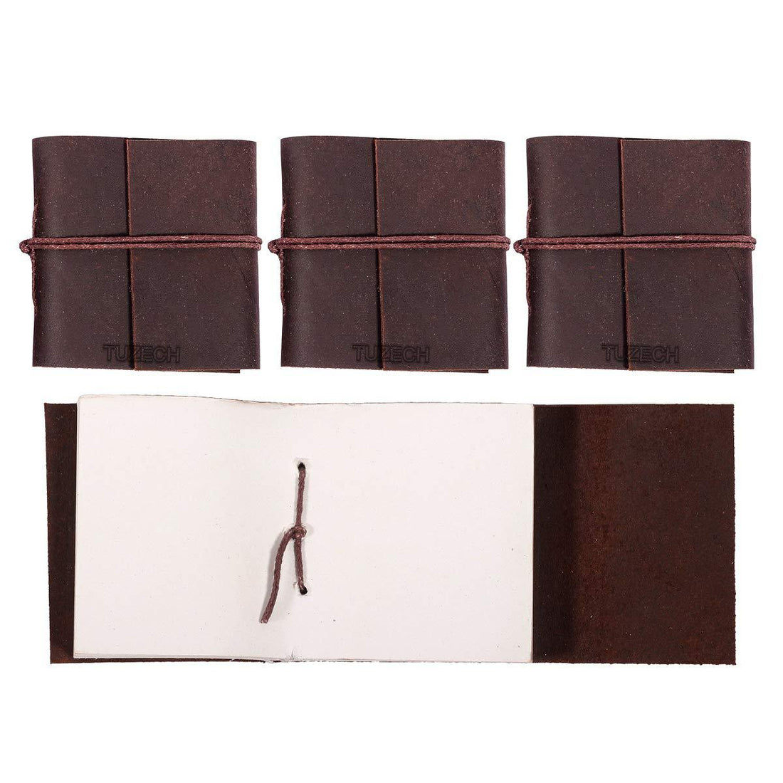 Tuzech Handmade Leather Set of 4 Mini Scrapbook Notebook Diary Blank Unlined Diary For Office||Artist|| Architect||Restaurants Vintage Journal for Men and Women-Tuzech store