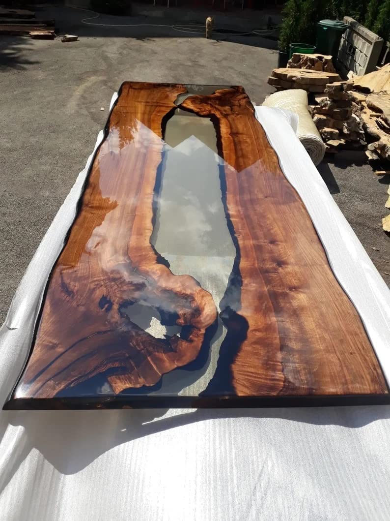 Personalized Large EPOXY Table, Resin Dining Table for 2, 4, 6, 8 River Dining Table, Wood Epoxy Coffee Table Top, Living Room Table-Tuzech store