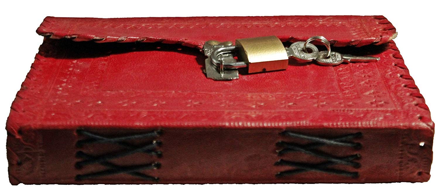 TUZECH Leather Journal for Men and Women Leather Diary to Write Poems,Sketchbook, Record Keeping Notebook Personal Memoir with Lock and Key - Unlined (King Red)-Tuzech store