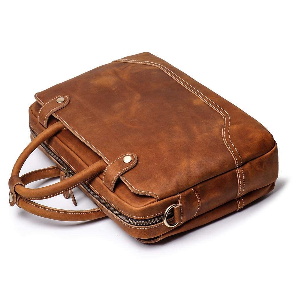 Leather Handmade Laptop Messenger Bag Office Briefcase College Bag Leather Bag for Men and Women (18Inch)-Tuzech store