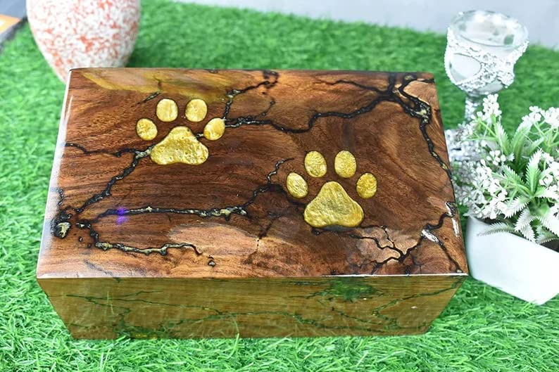 Customizable Resin Wooden Pet Urns, Wooden Funeral Cremation Urns Memorial Keepsake for Pet Loss Pet Memorial Name Can Be Customized-Tuzech store