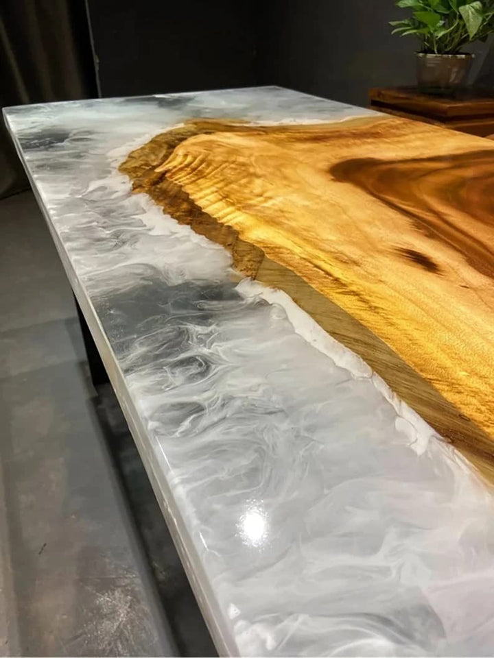 Personalized Large EPOXY Table, Resin Dining Table for 2, 4, 6, 8 River Dining Table, Wood Epoxy Coffee Table Top, Living Room Table-Tuzech store