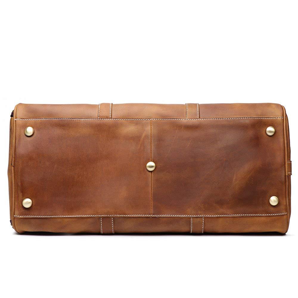 TUZECH Leather Vintage Travel Luggage Bag Men Duffle Retro Carry on Handbag Tan Brown – | Gym Sports Bag Airplane Luggage Carry-With Shoe Compartment (22 Inches)-Tuzech store