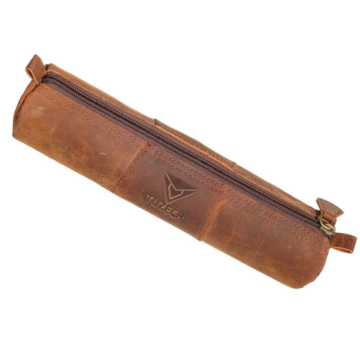 TUZECH BAGS Rustic Vintage Style Pen Pencil Case Leather Pouch for Students Professionals and Artists Gift (Small)-Tuzech store