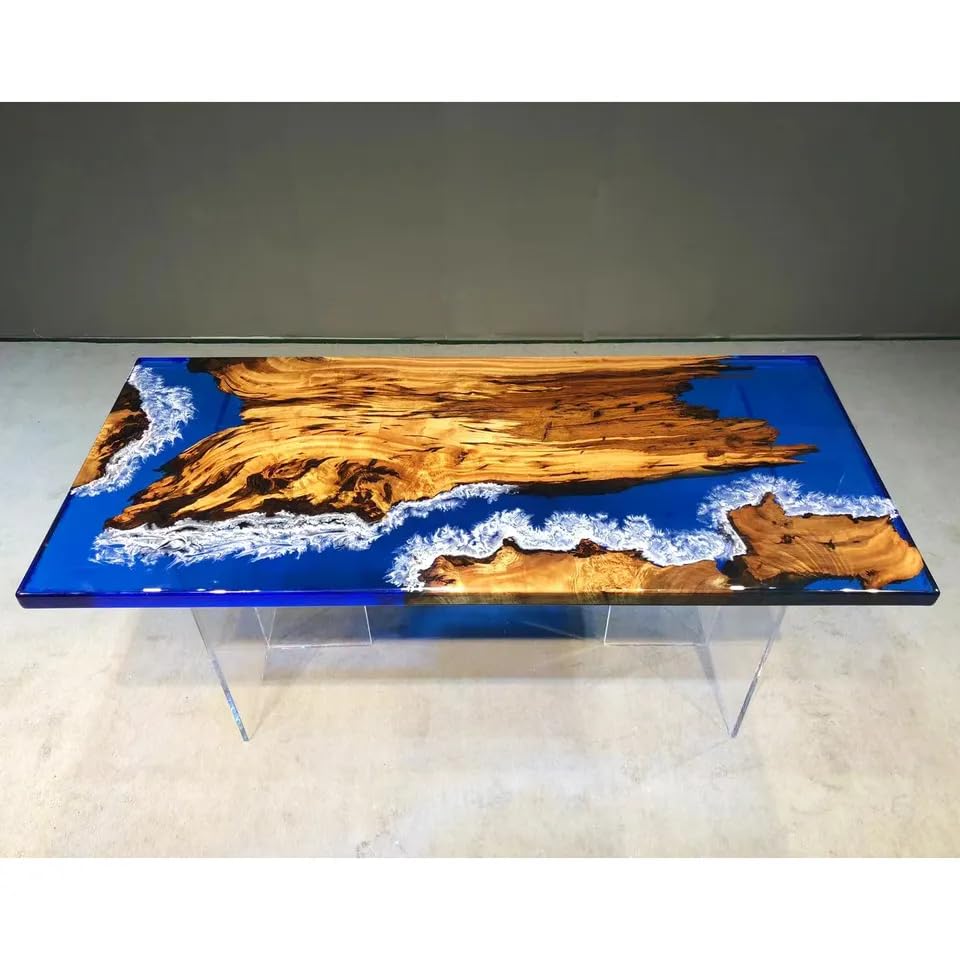 Custom Made Wood Island with Multi River Waves Epoxy Dining Table Coffee Table End Table Bar Counter Top Living Room Table Wall Art Wooden Table Home Décor