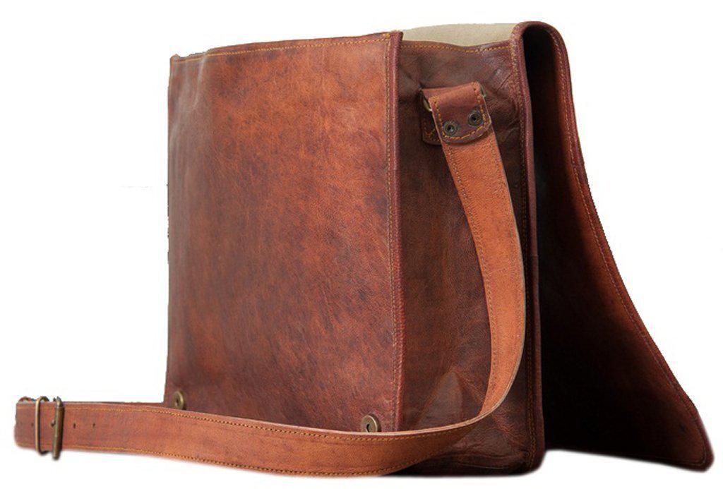 TUZECH Pure Rustic Leather Vintage Genuine Leather Cross-Body Messenger Satchel Bag with Extra Padding (11.3 Inches)-Tuzech store
