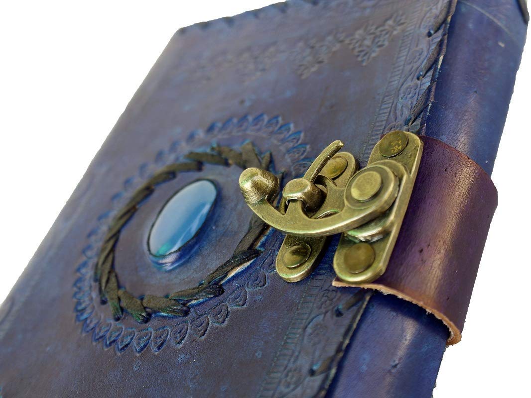 ININDIA Handmade Pure Leather Diary Leather Journal for Men and Women -Office Home Daily Use, Poem Writing with Lock Diary 7 Inches and Luck Stone-Tuzech store
