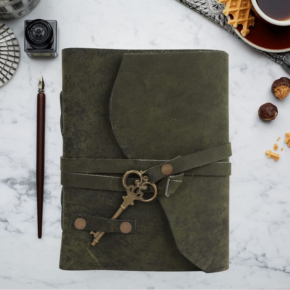 Vintage Journal Retro Travel Diary an Exclusive Handmade Paper Notebook with Key Leather Bound Book Of Shadows Hocus Pocus for Man and Women