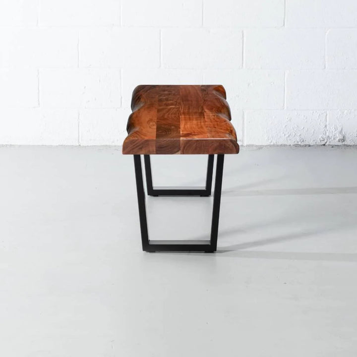 TUZECH Personalized Large Live Edge Stool, Wooden Live Edge Bench, Bedroom Bench, Modern, Live Edge Bench, Wood Bench, with 16.5" U Shaped Legs-Tuzech store