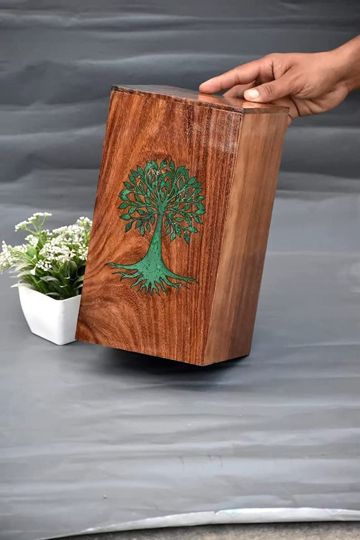 Customizable Resin Urns Adult/Pet Cremation Urns Human Ashes Decorative Wooden Urns for Funeral Urns, Name Can Be Customized-Tuzech store