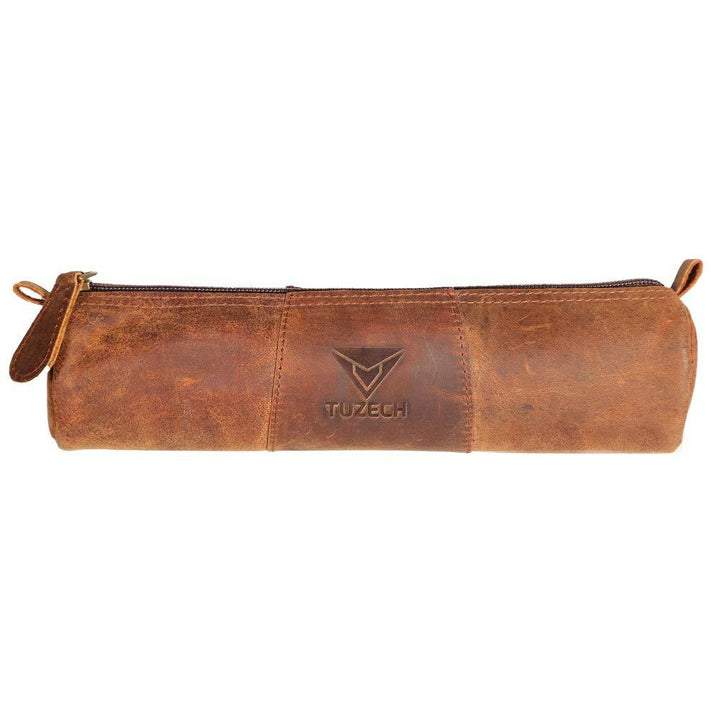 TUZECH BAGS Rustic Vintage Style Pen Pencil Case Leather Pouch for Students Professionals and Artists Gift (Small)-Tuzech store
