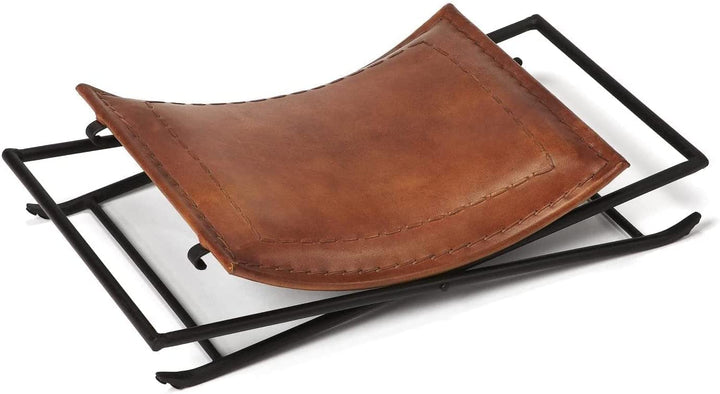 Tuzech Leather Foldable Barstools Butler Melton Brown Leather Stool | Leather Bar Stools | Leather Counter Stools | Genuine Leather Counter Stool | Cowhide Barstools | Rustic Vanity Sling Stool-Tuzech store