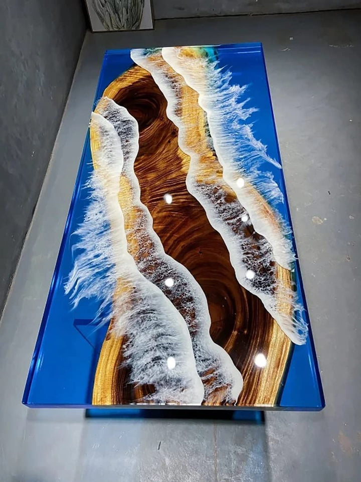 Personalized Large EPOXY Table, Resin Dining Table for 2, 4, 6, 8 River Dining Table Top, Wood Epoxy Coffee Table Top, Living Room Table-Tuzech store