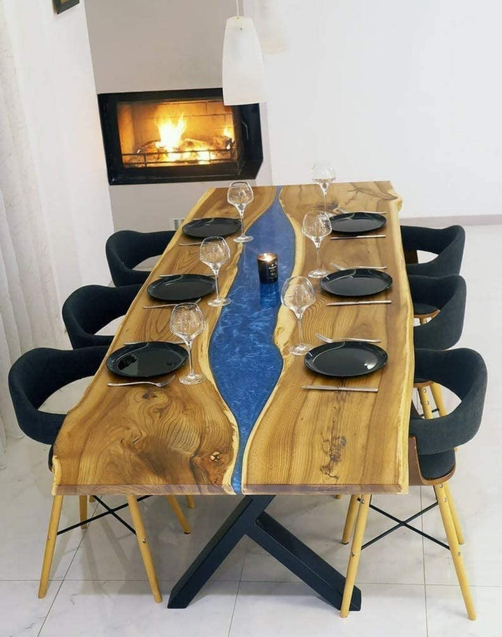 Tuzech Epoxy Table Top Fully Customized Thick Resin River Table Indoor Outdoor Wooden Dining Table Top-Tuzech store